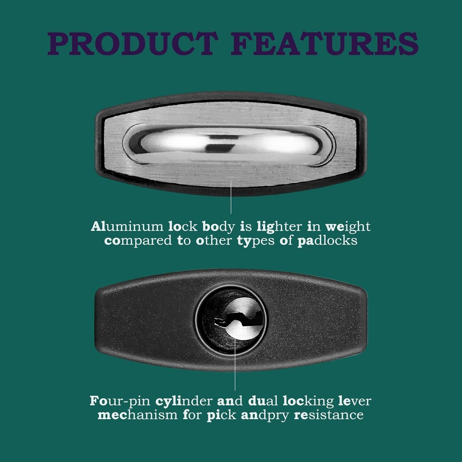 2 Pack Covered Aluminum Padlocks with Key, Black Locker Lock with Long Shackle f