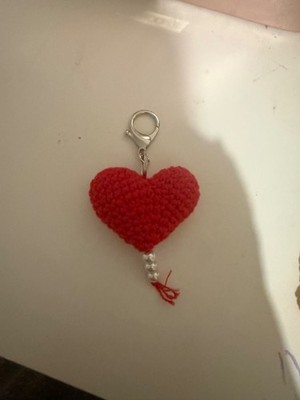 crochet heart keychain