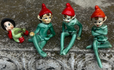 Vintage 1950s Lounging Ceramic Elf Pixie Figurine Figure  Kitsch MCM Japan