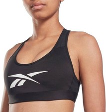NEW REEBOK Sports Bra Women's Lux Racer Vector Gym / Workout Black BNWT