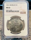 1921 NGC Certified MS62 Morgan Silver Dollar Free Shipping! #8