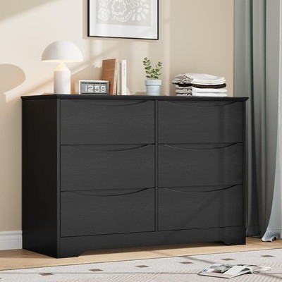 large dresser with deep drawers Mioa Rustic Farmhouse Wood Deep 6-Drawer Dresser – Riumlore