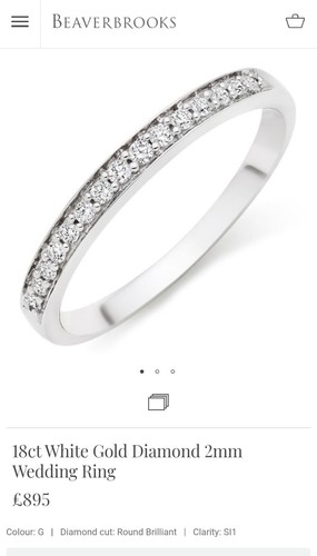 Beaverbrooks 18ct White Gold Diamond 2mm Wedding/Eternity Ring - Size N - Picture 12 of 14