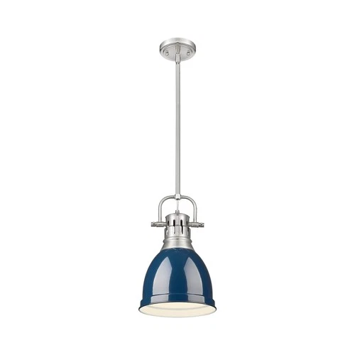 Golden Lighting 3604-S PW Duncan 9"W Mini Pendant - Pewter / Matte Navy - Picture 4 of 5
