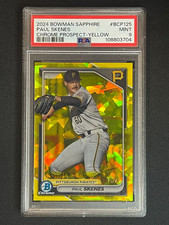 PSA 9 PAUL SKENES /75 YELLOW COLOR MATCH 2024 BOWMAN CHROME SAPPHIRE PIRATES 1
