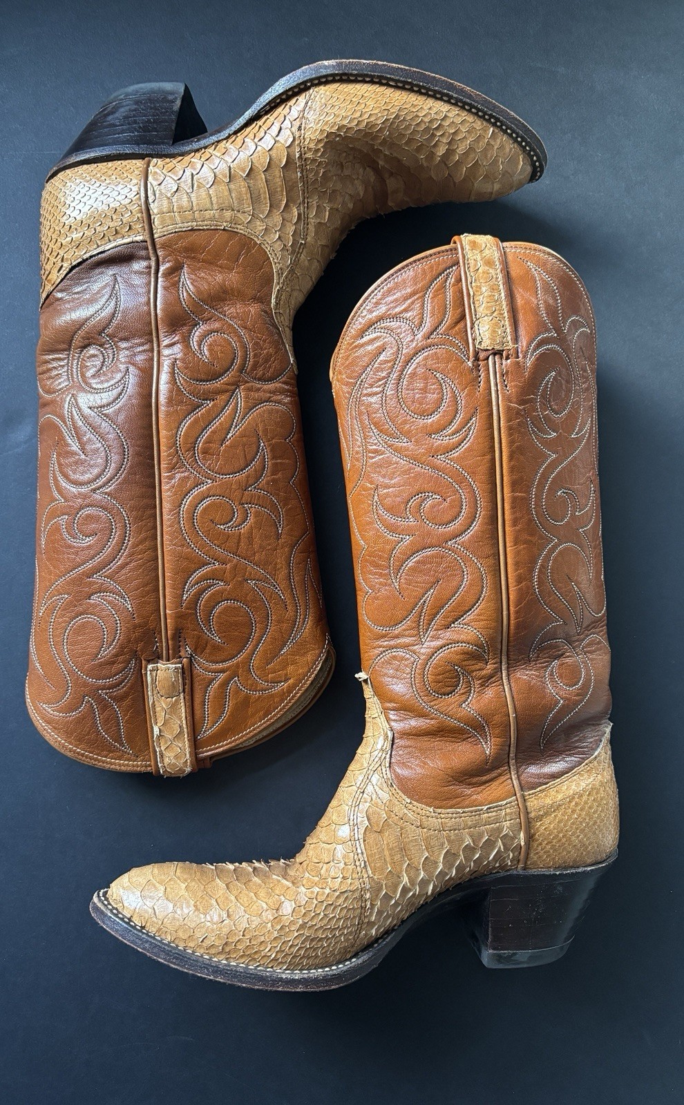 Dan Post Python Snakeskin Women’s 7.5 Leather Wes… - image 6