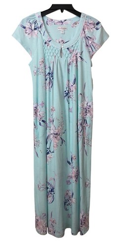 Miss Elaine Gown Womens Small Floral Cottonessa Long Nightgown NEW