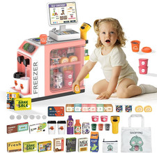 Cash Register Playset for Kids - 48PCS with Toy Coffee Machine