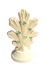 Hand Painted Shamrock BELLEEK 3 Mouth Vase Honeysuckle Irish Porcelain 6th Mark