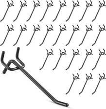 MAQUITA Black Pegboard Hooks 4 Inch, 25PC, Peg Board Hooks, fit 1/4" 