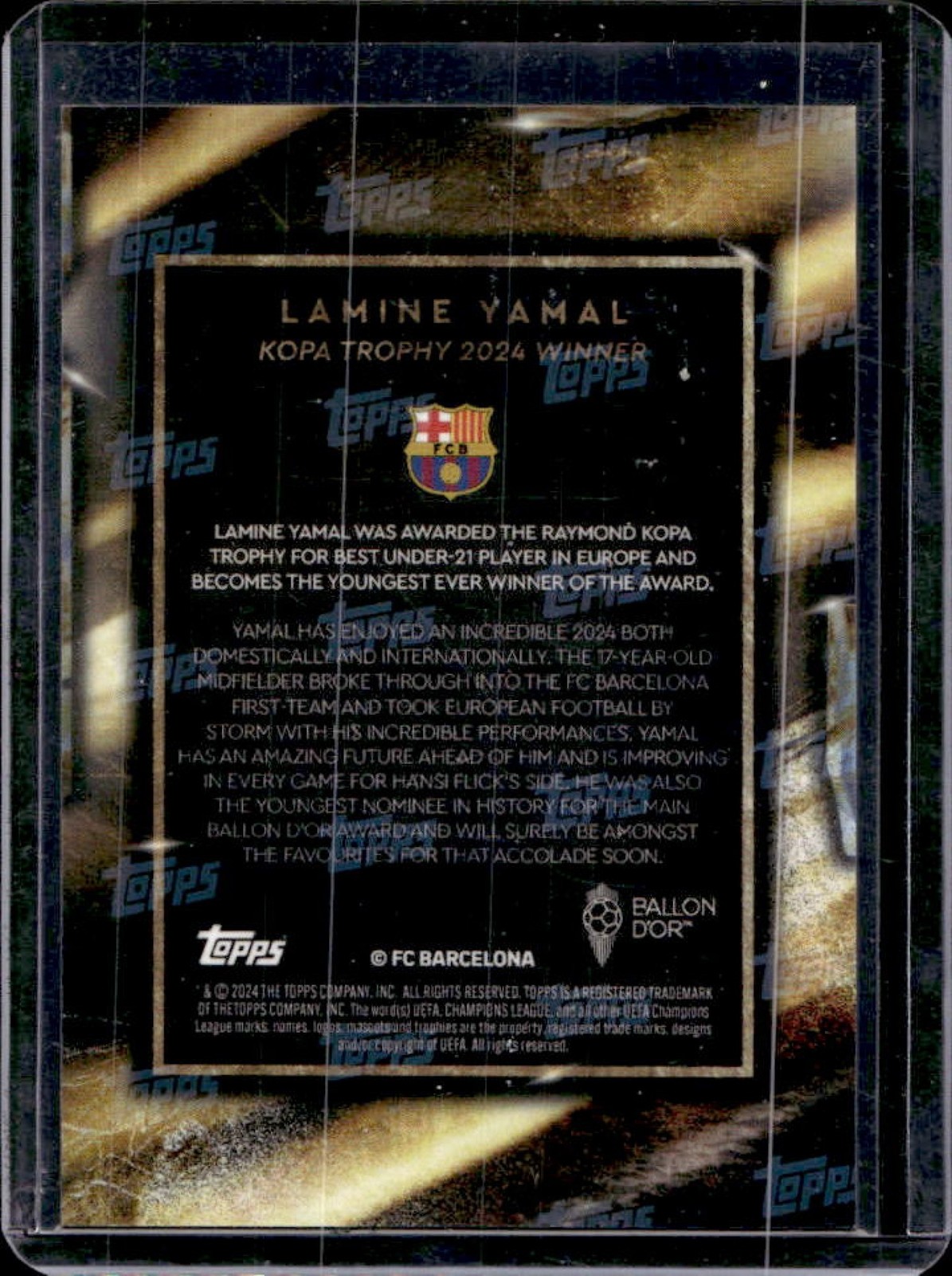 2024 Topps Now Ballon D'OR Lamine Yamal Kopa Trophy RC Rookie view 2