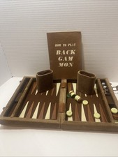 Vintage Backgammon Game Set Brown Felt Attache Case Large