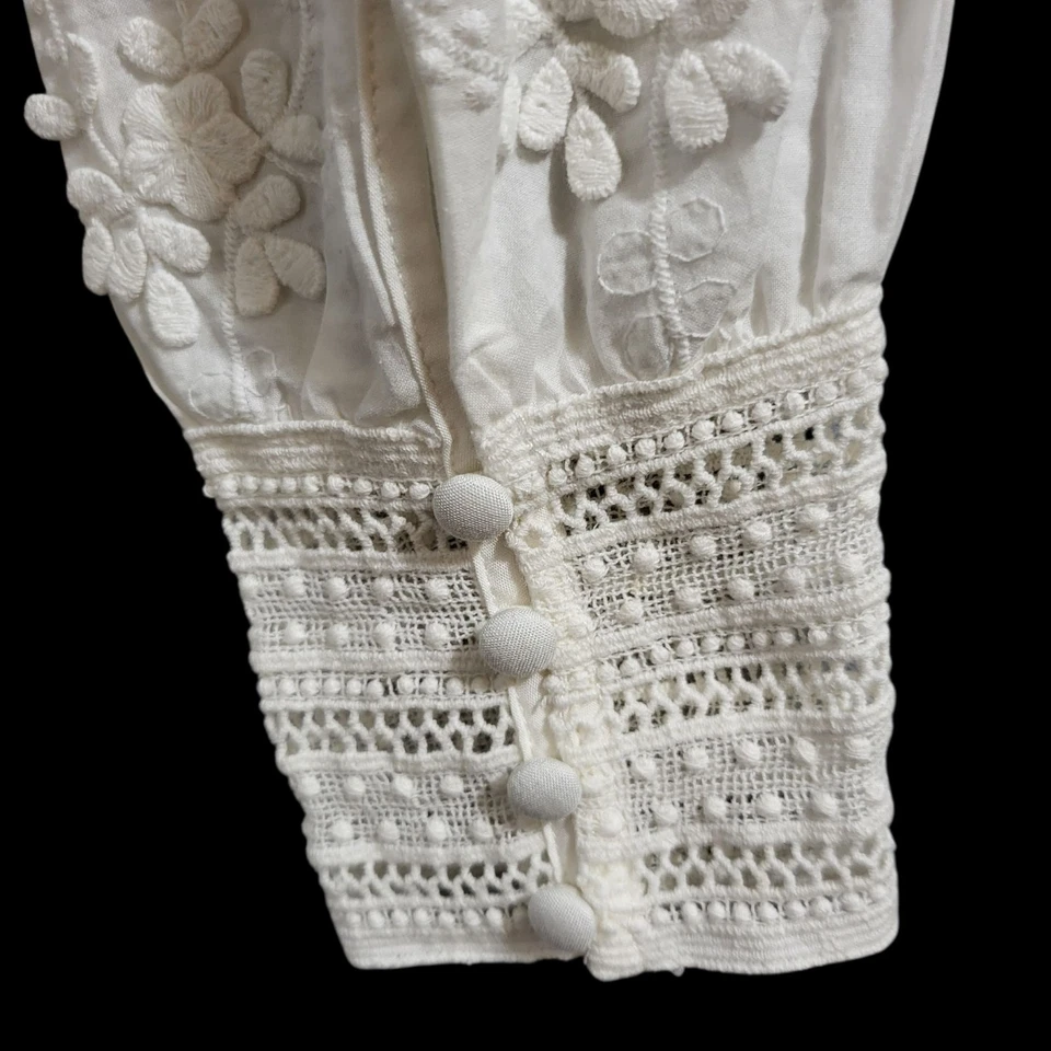 Платье миди Chicwish размер L слоновая кость хлопок оборки вышитое романтическое викторианское - Изображение 4 из 4