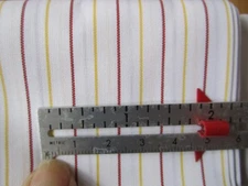 3 YARD Vtg red yellow white STRIPE SILKY COTTON HIGH THREAD COUNT QUALITY Fabric