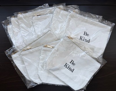 Lot of 10 - ASIN B00P1J66DA Jules med Natural Canvas Makeup Bag  Be Kind, NWT