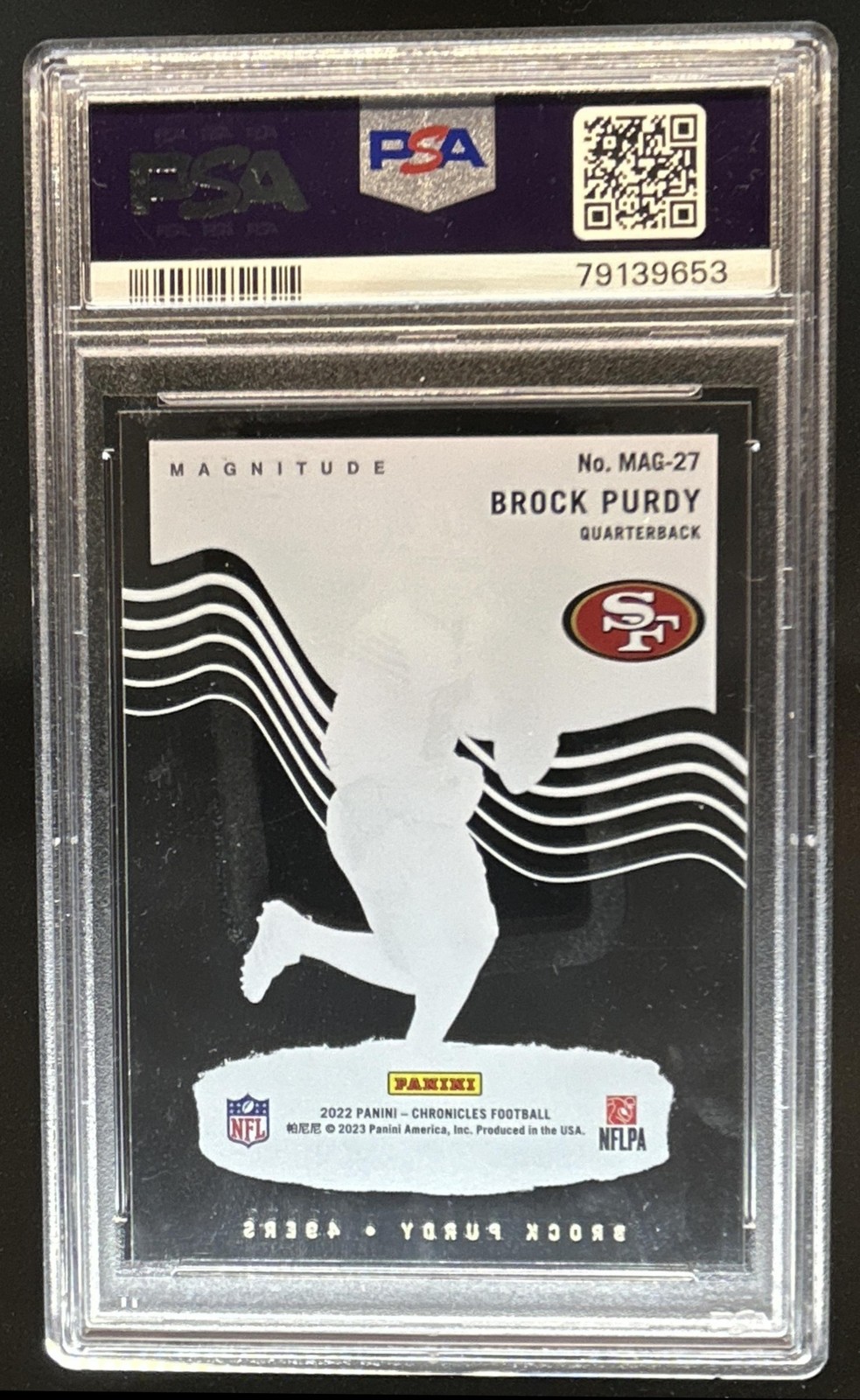 2022 Chronicles Brock Purdy Magnitude RC Rookie #MAG-27 49ers PSA 10 GEM MINT view 2
