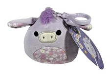 Squishmallow Delzi Donkey Plush Toy with Backpack Clip 3.5" New Purple