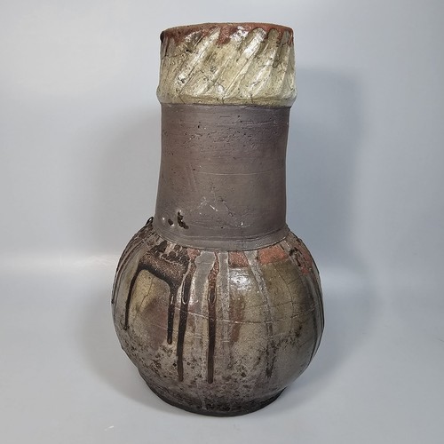 Jarrón de cerámica artística Brutalist Raku Studio firmado rústico textura orgánica natural - Imagen 3 de 16