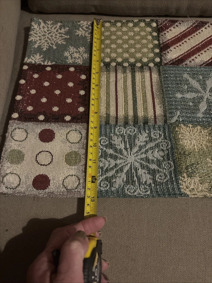 Holiday Placemats Set of 4 19x13 Shimmering Patchwork Design Christmas Decor - Image 4 of 4