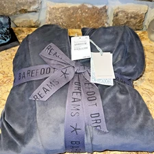 Barefoot Dreams Carbon LuxeChic Soft Velour Hooded Belted Robe Size 1 Deep Gray