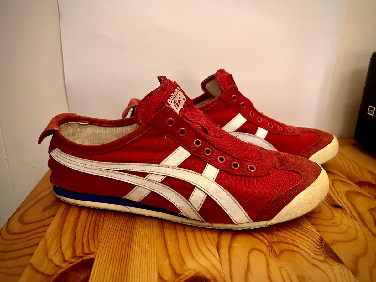 Onitsuka Tiger Mexico 66 Red Canvas Slip On Shoes Unisex Men's 7.5