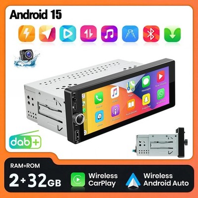 DAB+ Carplay Autoradio 1 DIN Android 15 6.86'' 2+32GB GPS NAVI RDS Bluetooth Kam+
