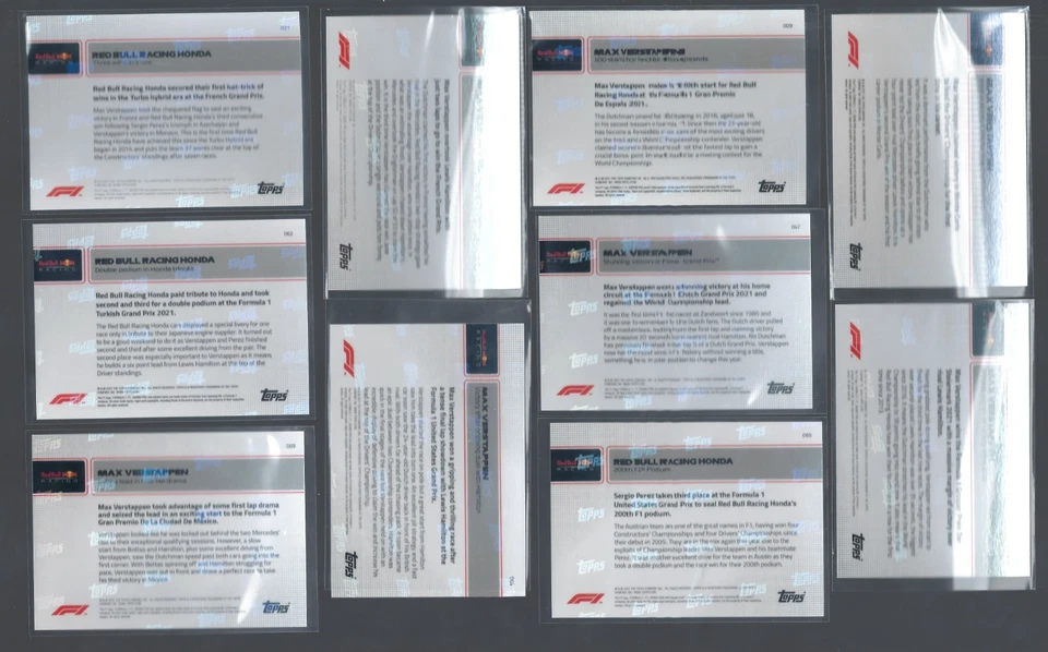 2021 - TOPPS NOW F1 - MAX VERSTAPPEN - RED BULL - SUPERB LOT OF 10 CARDS - EX - Image 2 of 2