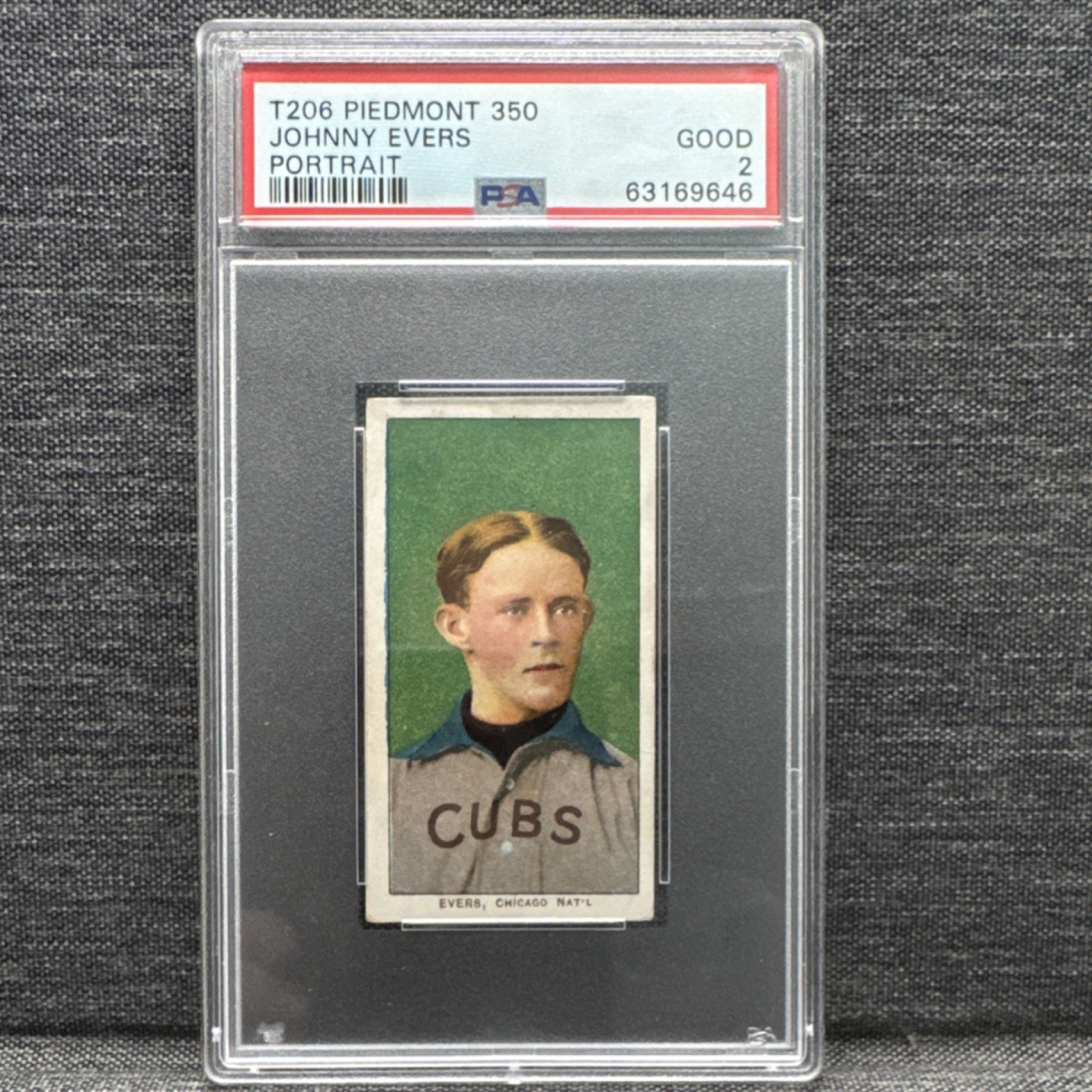 T206 Piedmont Johnny Evers Portrait 350 Subjects PSA 2 Chicago Cubs 1909