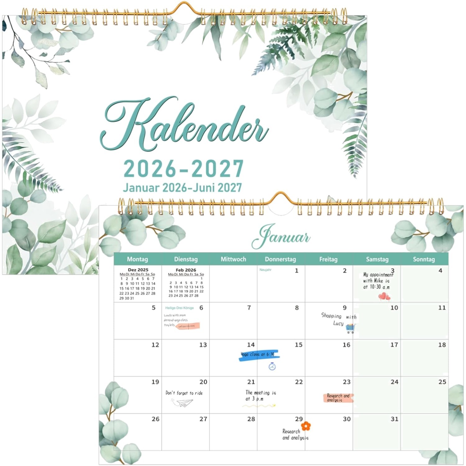 Optimierter Familienplaner 2026/2027 - A4 Wandkalender mit großem Schreibbereich