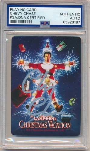 CHEVY CHASE CHRISTMAS VACATION SIGNED AUTOGRAPH PLAYING CARD PSA AUTHENTIC AUTO