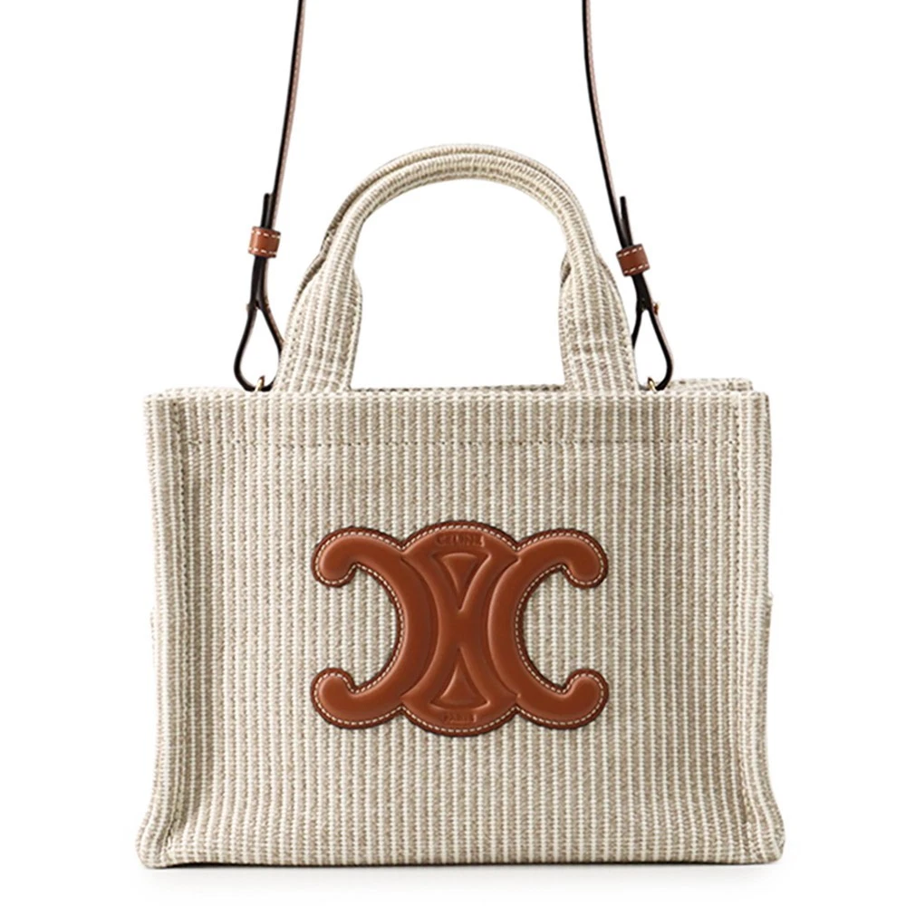 Celine — CELINE Covertice Triomphe 2WAY Size Small Canvas/Leather Beige/Brown 199162F...