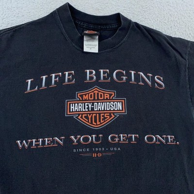 Vtg Harley-Davidson Life Begins Shirt Mens Small Langhorne Pennsylvania Biker