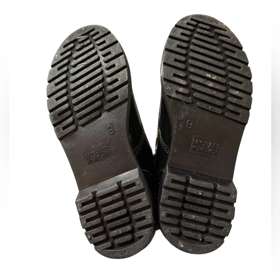 Botas de Combate Michael Kors Tavie Charol Negro Con Cordones Talla 9 Foto 4 de 4