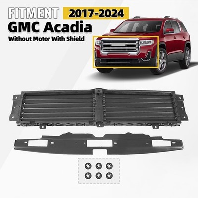 Front Upper Radiator Shutter Grille W/ Shield For 2017-2024 GMC Acadia W/O Motor