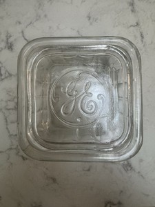 Vintage General Electric Small Square Refrigerator 4” Glass Container. 