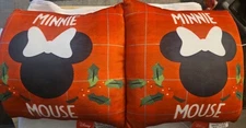 Set Of  Disney Minnie Mouse Red Holiday Christmas Throw Pillow Square 11” Plaild