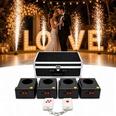 Happy Event FX 4PCS Wireless Cold Sparkler Base Kit with Flight Case