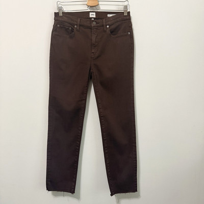 Edwin Bree Slim Straight Crop Jeans 29 Java Brown Raw Hem 30x26 Designer Trendy