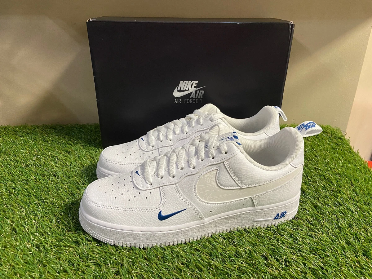 Nike Air Force 1 '07 Reflective Multi Swoosh White Blue FB8971-100 Mens 13  NEW