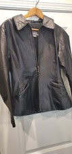 Ladies Black Leather Wilson's Leather Coat Medium