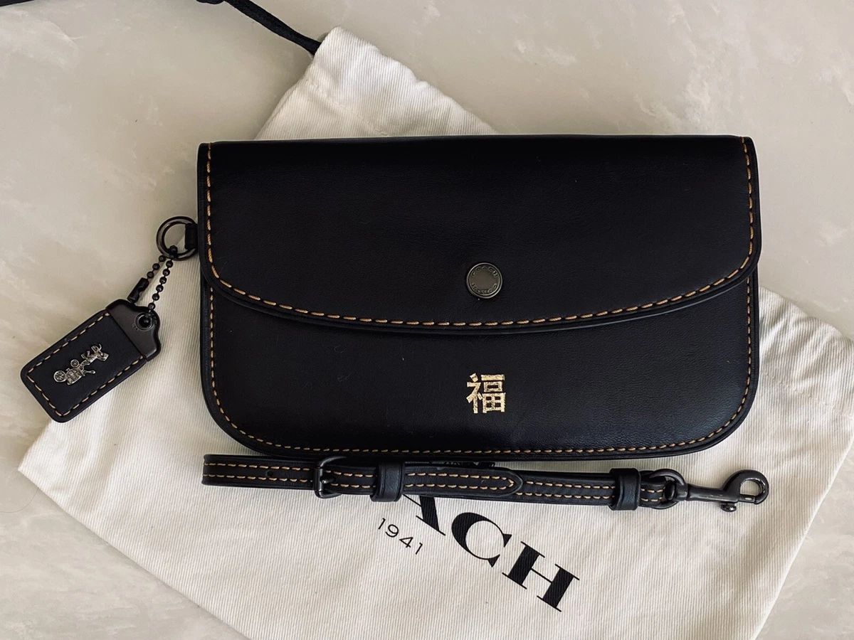 COACH 1941 BLACK GLOVETANNED LEATHER CLUTCH BAG 58818 | eBay
