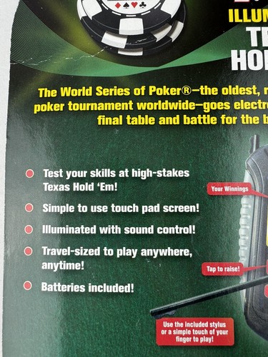 World Series Of Poker Tour Electronic Handheld Game Touch Pad New Bicycle 2011 - Picture 5 of 5