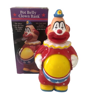 Rare Vintage Pot Belly CLOWN BANK JSNY Toy - His Belly Grows as He Eats Coins