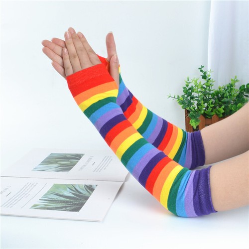 Gothic Punk Style Half Finger Long Glove Knit Length Sleeve Fingerless Gloves WE - Bild 2 von 16