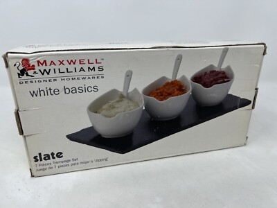 Maxwell Williams 7 Piece White Basics Slate Dipping Set - (H19)