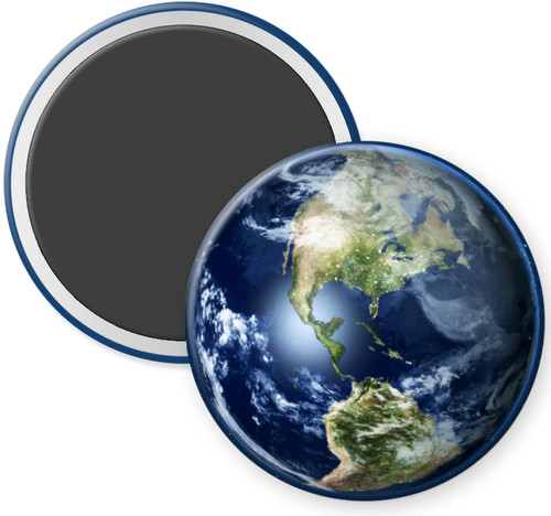 Planet Earth World Image Fridge Refrigerator Locker Magnet 3.5" Rigid