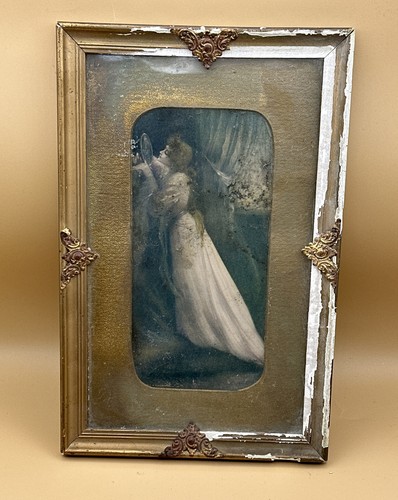 VINTAGE SILBERMAN VICTORIAN LADY HOLDING SOLDIER PICTURE FRAMED PICTURE - Picture 6 of 11