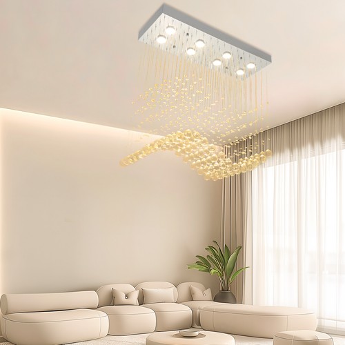 LED Ceiling Light Modern Raindrop Crystal Luxury Chandelier Pendant Lamp Fixture