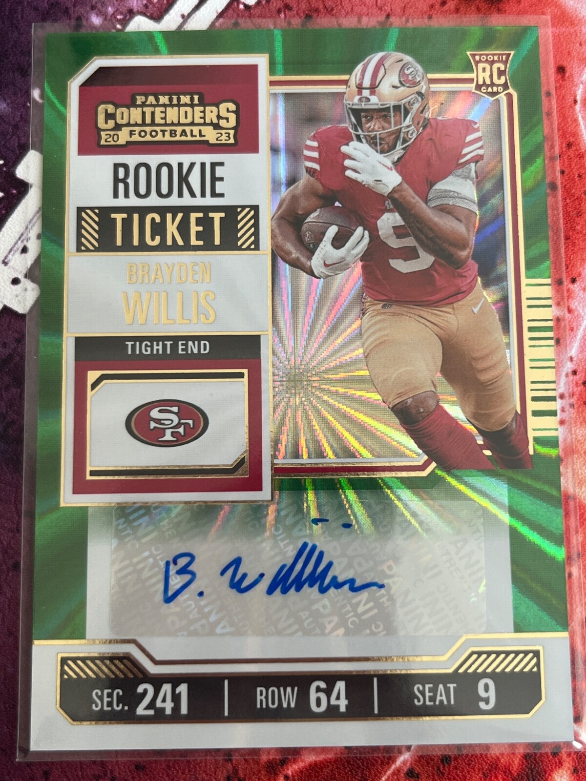 2023 Panini Contenders - Brayden Willis Autographed Contenders #206 Green Laser