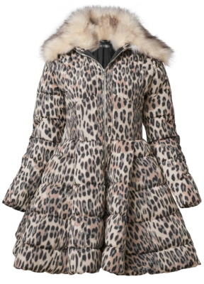 Venus Peplum Leopard Puffer Coat Jacket Fit & Flare Faux Fur